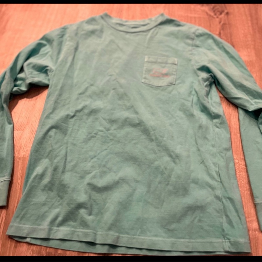Kids aqua green vineyard vines long sleeve tshirt - size medium